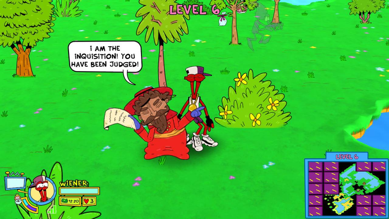A lot of the fun of Back in the Groove comes from discovering what new items and enemies will do, like this one which throws you off the map and down to the previous level.